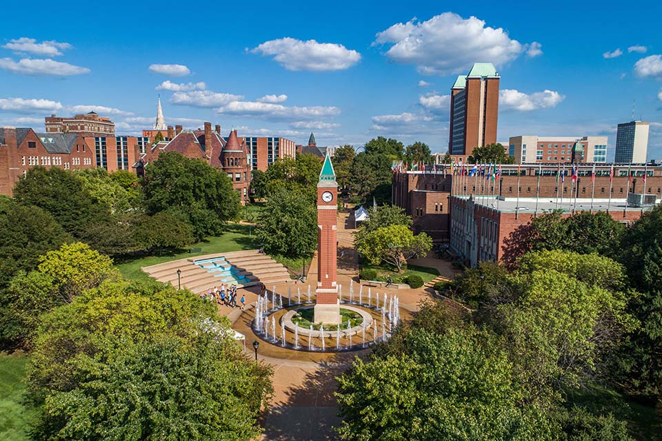 An aerial shot of the Lipic Clock Tower Plaza. 