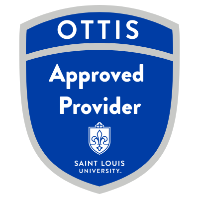blue badge reading "OTTIS Approved Provider Saint Louis University"