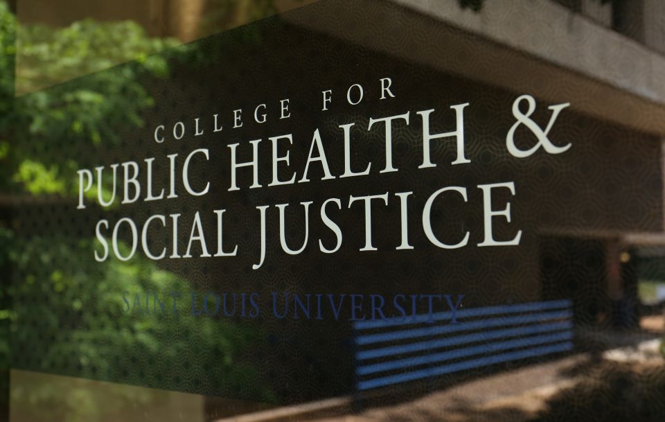 College for Public Health and Social Justice lettered on window