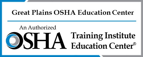 Logo reading Great Plains OSHA Education Center, an authorized OSHA training instutute education center