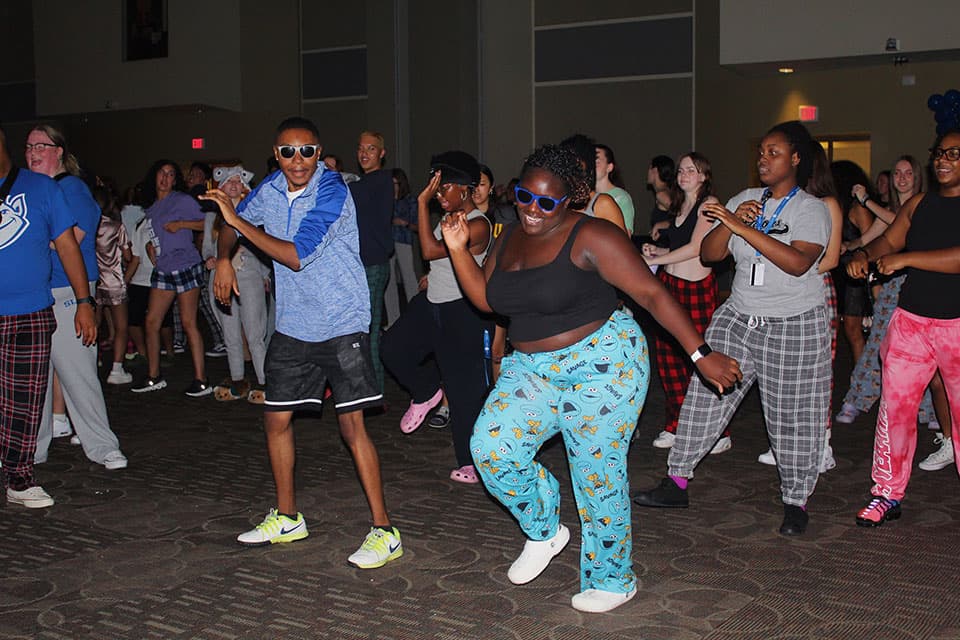 Students dance at the annual Pajama Jam in BSC.