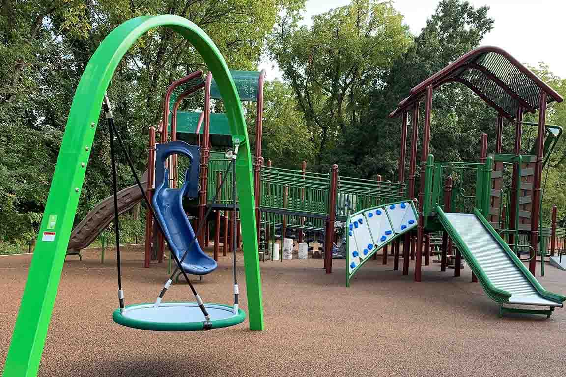 Play structure with slide.