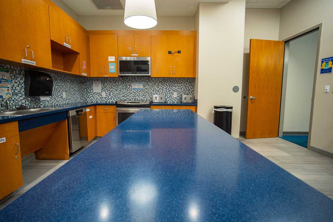Second view of Spring Hall shared kitchen.