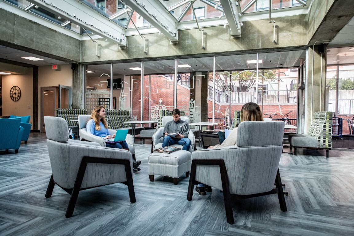 Career Center on the ground floor of Griesedieck Hall.
