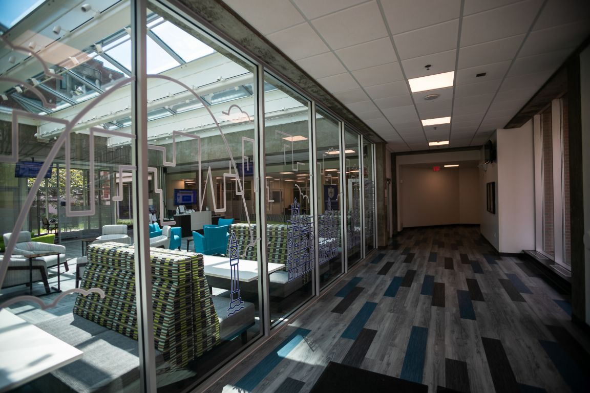 Another look at Career Center on the ground floor of Griesedieck Hall.