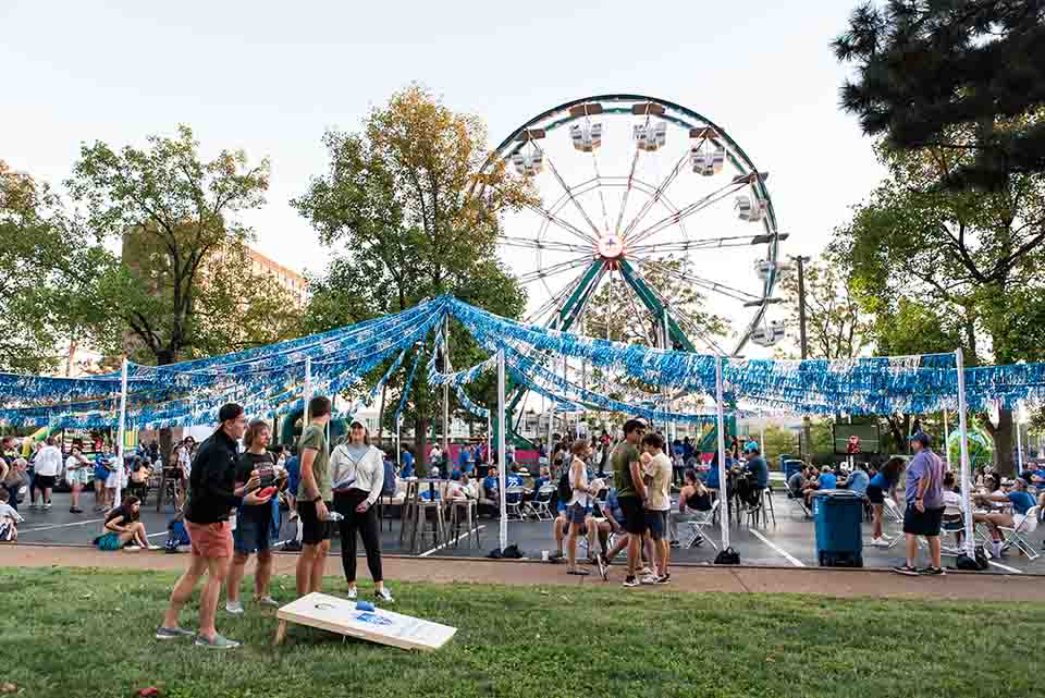 A carnival featured games, rides, and activities during Homecoming and Family Weekend. Photo by Luke Yamnitz. 
