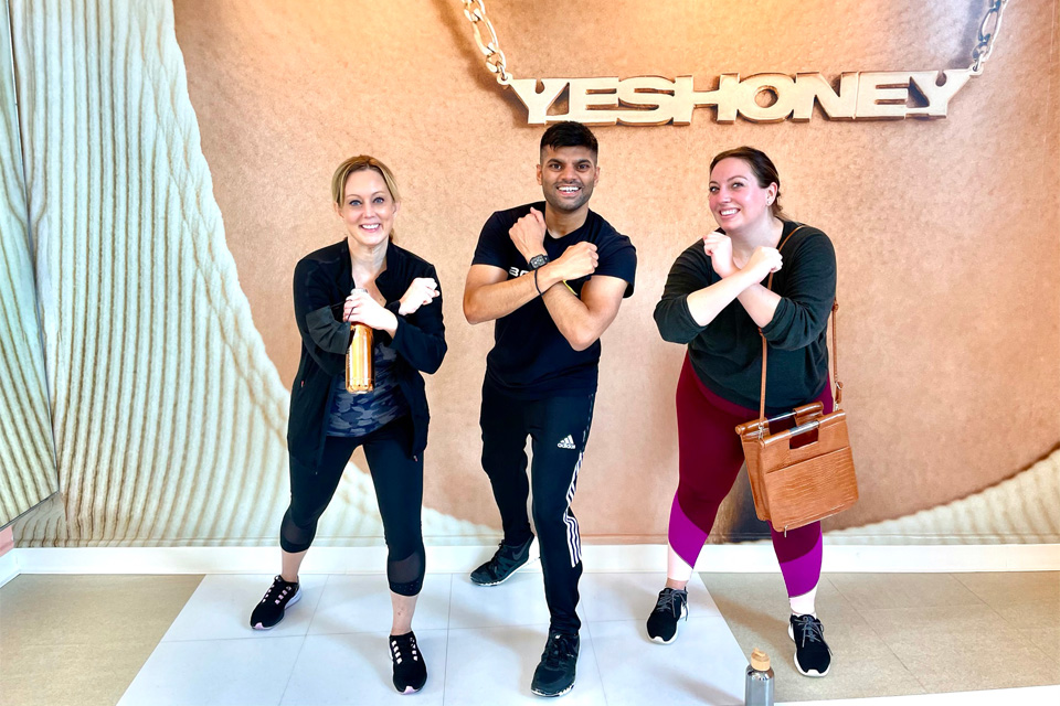 Our faculty joining one of our fellows, who also trains at a Bollywood-style dance studio

