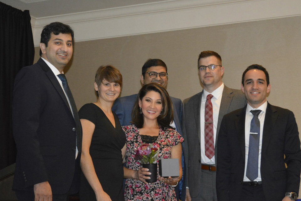 Faculty members gathering for a social event