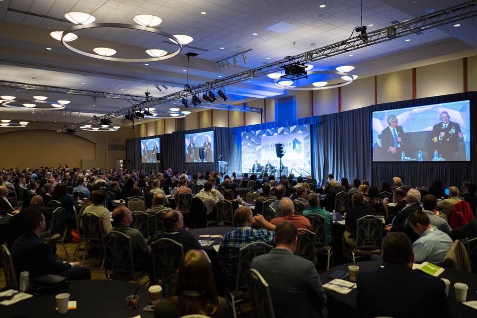 A capacity crowd filled the Wool Ballrooms at Busch Student Center for the Geo-Resolution 2019 Conference.