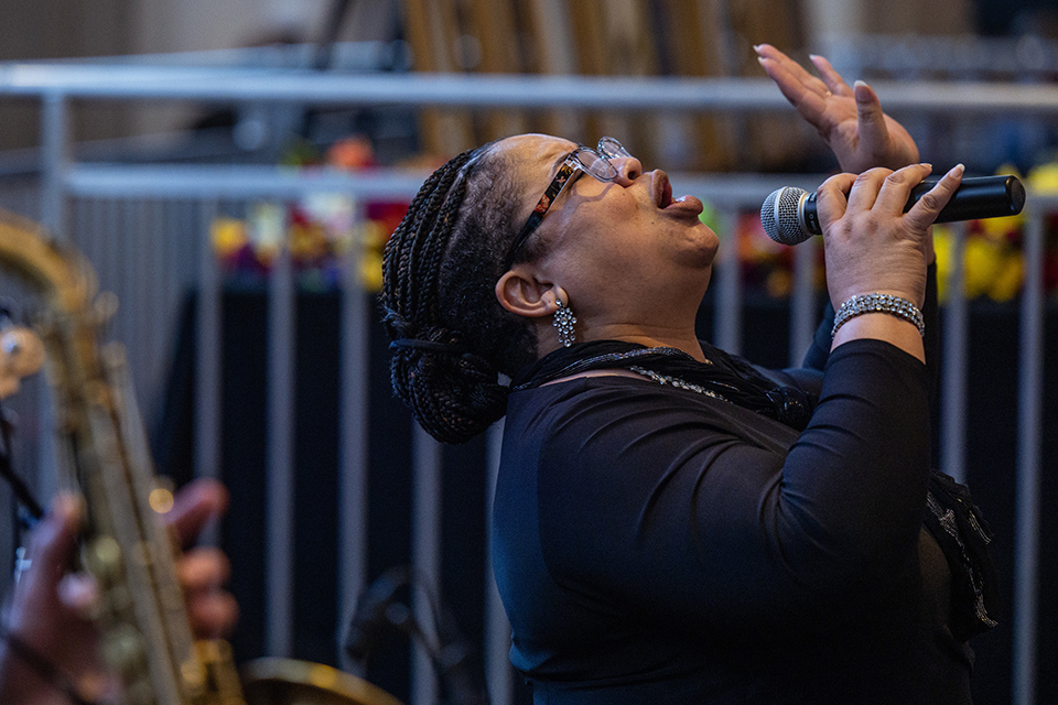 The Coleman Hughes Project performs during the Martin Luther King Jr. Memorial Tribute hosted by Saint Louis University and the Urban League of Metropolitan St. Louis on Jan. 11, 2023. Photo by Sarah Conroy.