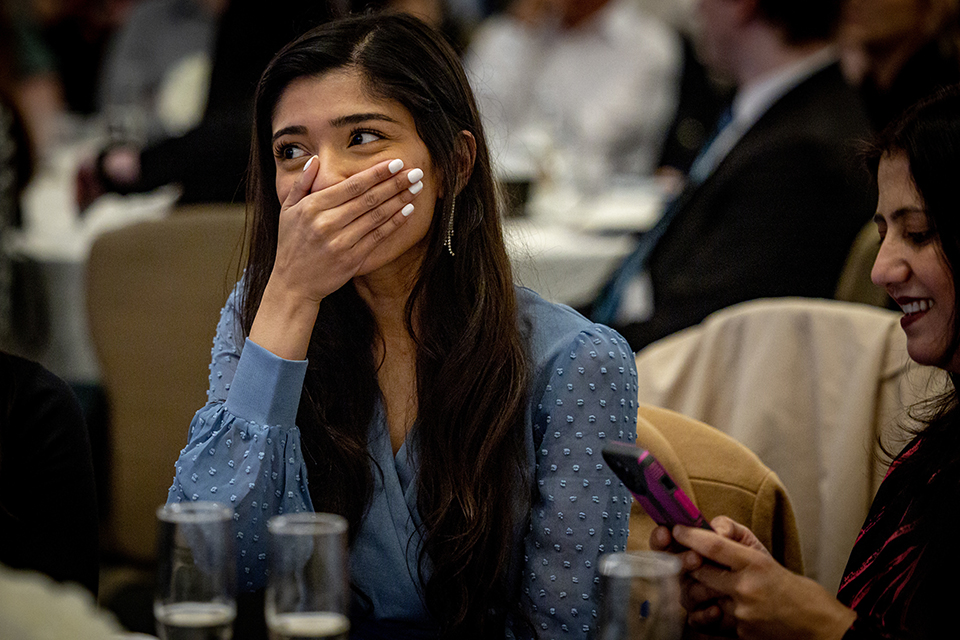 Graduating medical students celebrate receiving their residency matches during the Saint Louis University School of Medicine Match Day at the Ritz-Carlton in Clayton on March 17, 2023. Photo by Sarah Conroy