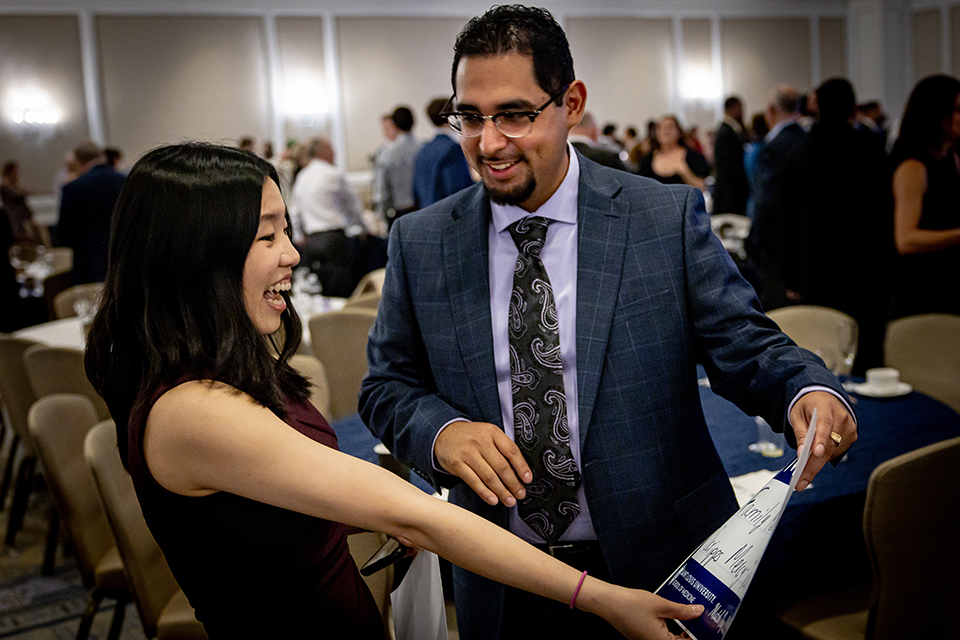 Graduating medical students celebrate receiving their residency matches during the Saint Louis University School of Medicine Match Day at the Ritz-Carlton in Clayton on March 17, 2023. Photo by Sarah Conroy