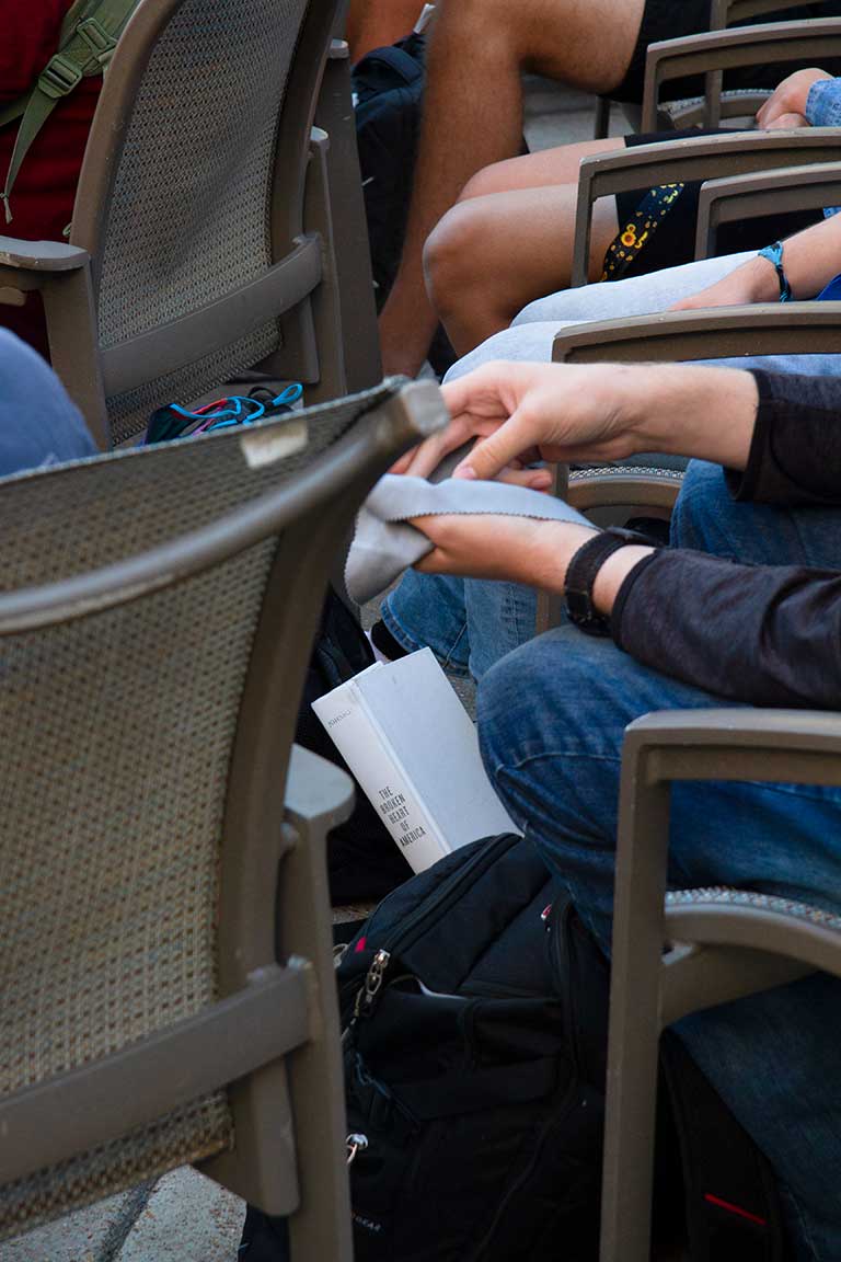 Slide 4: Hands of attendees