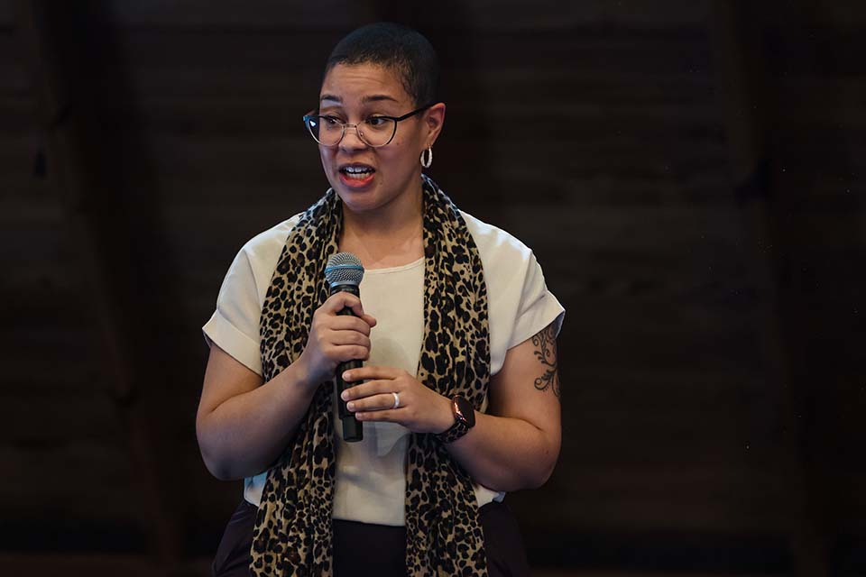 Monica Goodland received a Graduate Student Award during the Grantwinner Reception on April 14, 2023. Photo by Sarah Conroy.

