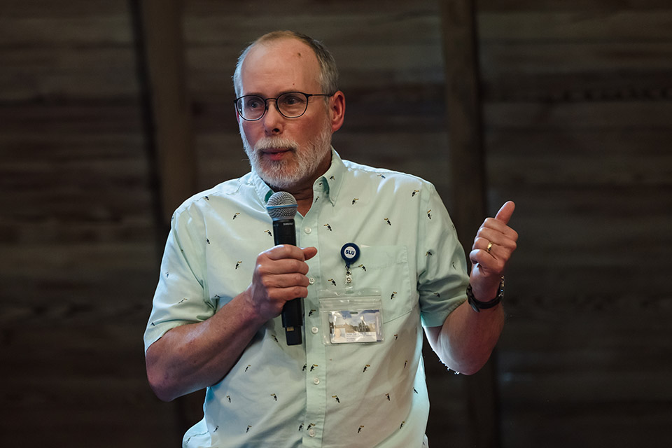John Tavis, Ph.D., received a Faculty Innovation Award during the Grantwinner Reception on April 14, 2023. Photo by Sarah Conroy.