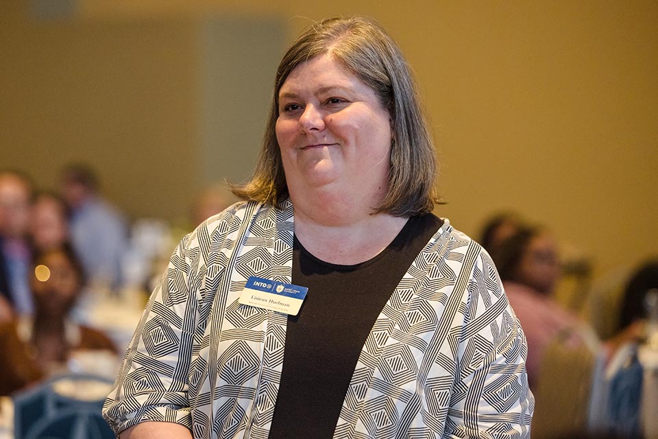 Lisieux Huelman, Ph.D., is honored during the 2023 Women of the Year Luncheon on April 24, 2023. Photo by Sarah Conroy.