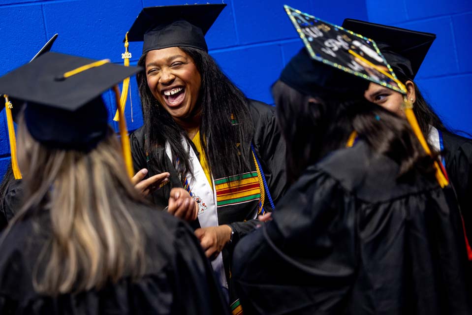 Graduates celebrate at the Spring 2023 Commencement Ceremony. Photo by Sarah Conroy.