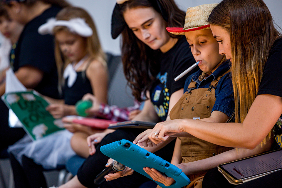 SLU's Speech-Language and Hearing Clinic's Augmentative-Alternative Communication Theater Camp presented Lost and Found: Little Bo Peep Meets Mary and her Lamb on Friday, July 14, in the C.S. Huh Auditorium at the Center for Global Citizenship. Photo by Sarah Conroy.