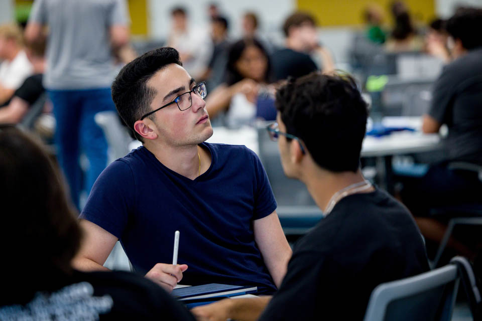 Students attend an organic chemistry class on the first day of classes on Wednesday, Aug. 23. Photo by Sarah Conroy.