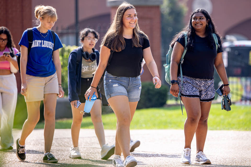 Students walk to class for the first day of classes on Wednesday, Aug. 23. Photo by Sarah Conroy.