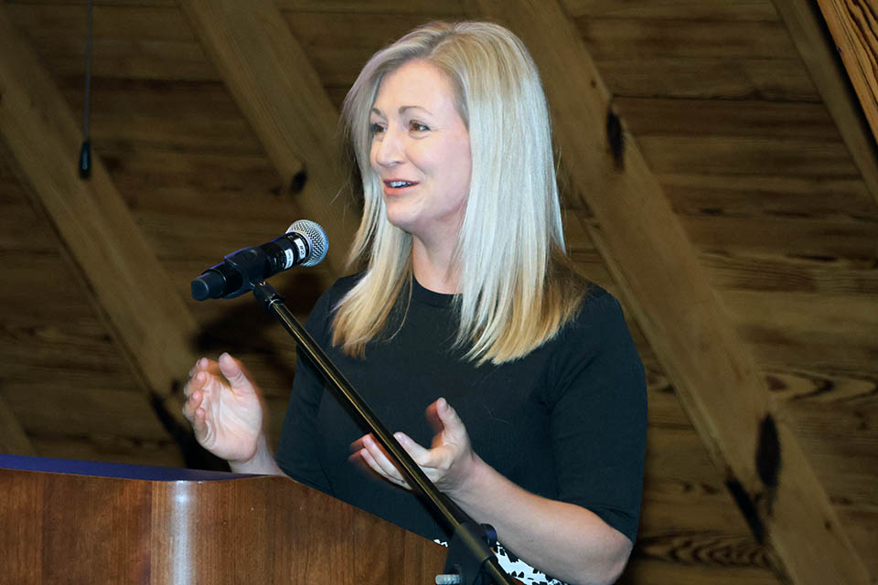Jamie Neely, Ph.D. received a Non-Book Scholarly Works award at the 2023 Scholarly Works reception on Thursday, Sept. 14. Photo by Joe Barker.