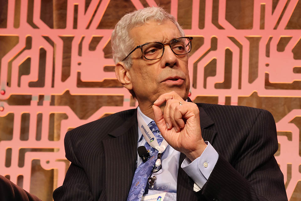 Saint Louis University President Fred P. Pestello, Ph.D., spoke about the importance of geospatial at the 2023 Geo-Resoultions conference. Photo by Joe Barker. 