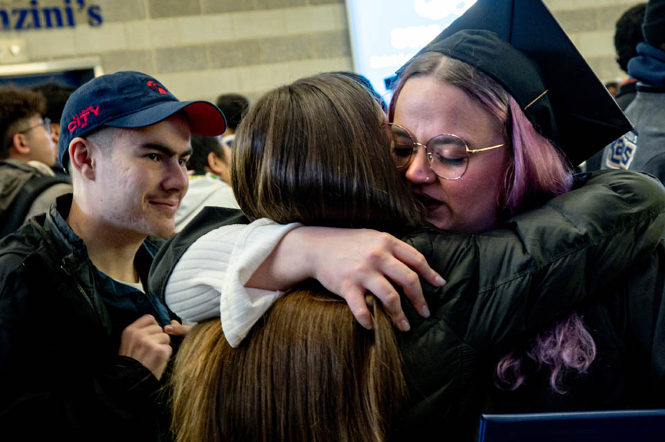 Graduates celebrate with their loved ones after the Midyear Commencement on Saturday, Dec. 16, 2023. Photo by Sarah Conroy.