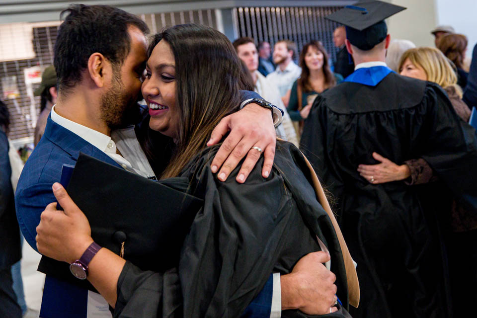 Graduates celebrate with their loved ones after the Midyear Commencement on Saturday, Dec. 16, 2023. Photo by Sarah Conroy.