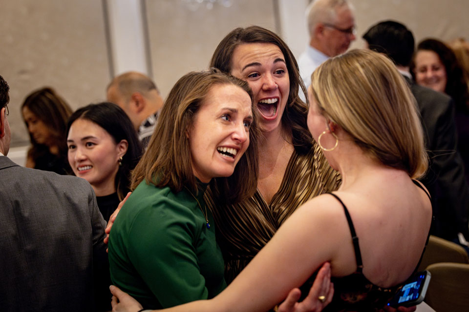 Saint Louis University School of Medicine fourth-year students celebrate during Match Day at the Ritz-Carlton on Friday, March 15, 2024. Photo by Sarah Conroy. 