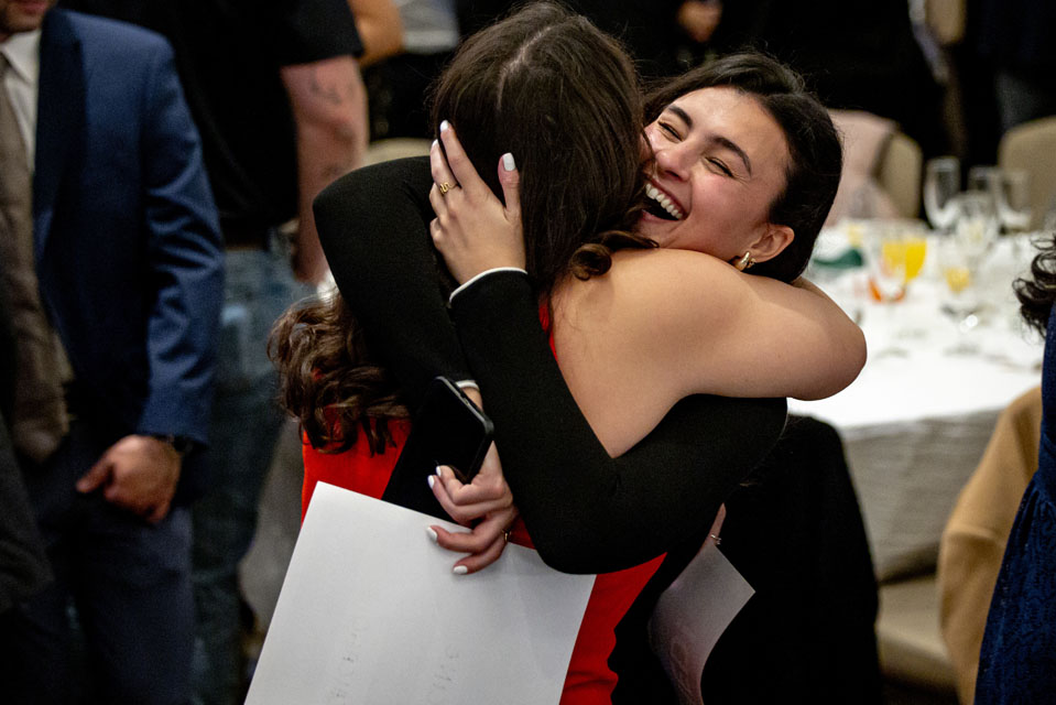 Saint Louis University School of Medicine fourth-year students celebrate during Match Day at the Ritz-Carlton on Friday, March 15, 2024. Photo by Sarah Conroy. 