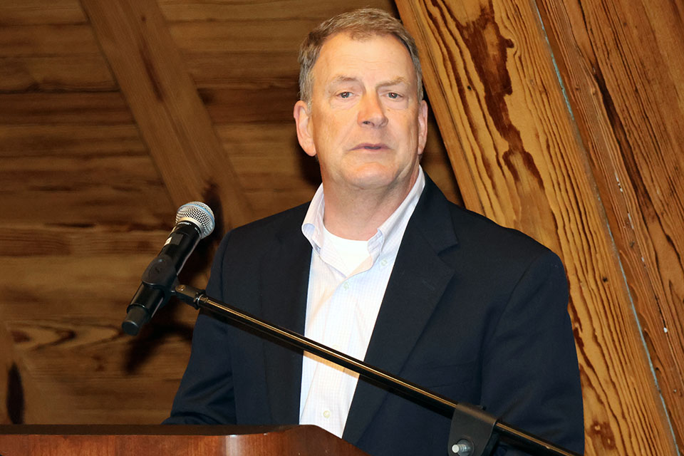 Stephen Belt, Ph.D., Aviation, the recipient of the Nancy McNeir Ring Award for Excellence in Teaching, shared some thoughts about teaching during the inaugural Celebration of Teaching Event on Tuesday, March 26. Photo by Joe Barker. 