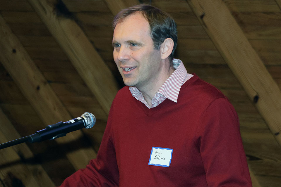 Brian Yothers, Ph.D., was recognized at the Scholarly Works and Grant Winners Reception on Friday, April 5. Photo by Joe Barker. 