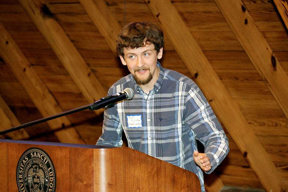 Reagan McGuffee, M.D./Ph.D. candidate, was recognized at the Scholarly Works and Grant Winners Reception on Friday, April 5. Photo by Joe Barker. 