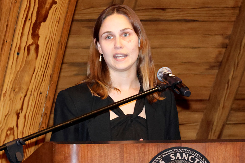 Stella Hoft, M.D./Ph.D. candidate, was recognized at the Scholarly Works and Grant Winners Reception on Friday, April 5. Photo by Joe Barker. 
