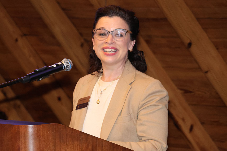Amy Wright, Ph.D., was recognized at the Scholarly Works and Grant Winners Reception on Friday, April 5. Photo by Joe Barker. 
