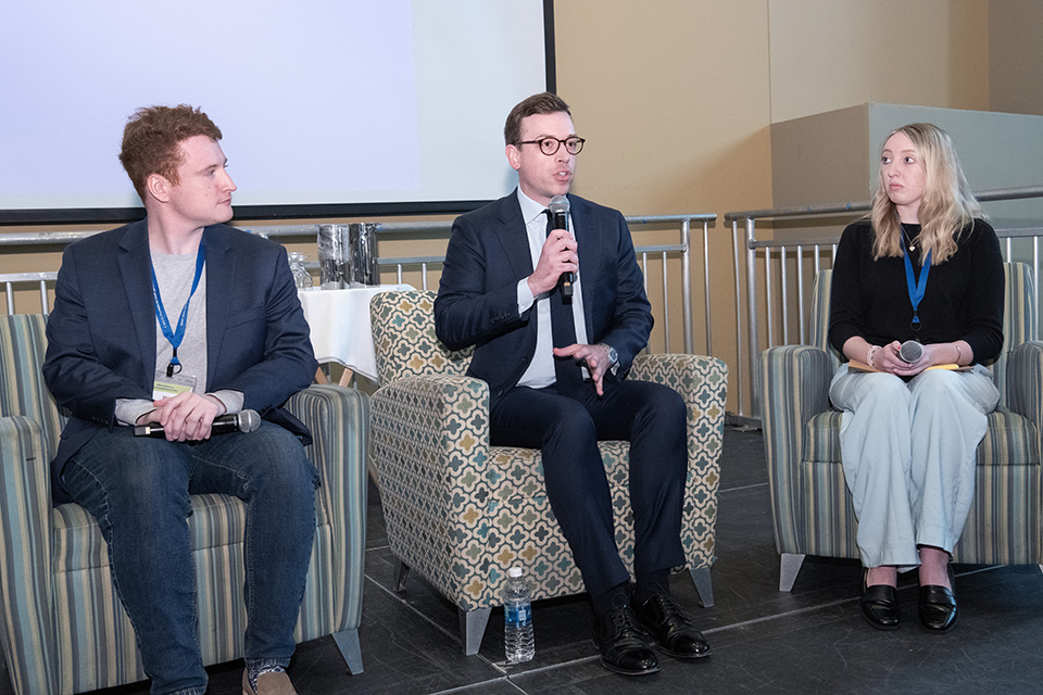 The conference featured a panel of students. Photo by Steve Dolan.