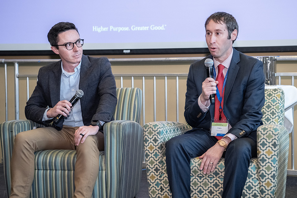 A panel discussion at the Artificial Intelligence and National Security Symposium. Photo by Steve Dolan.