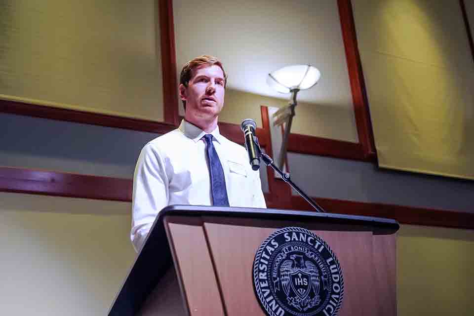 Student speaker Jake Little. Photo by Megan Favignano Mansouri.