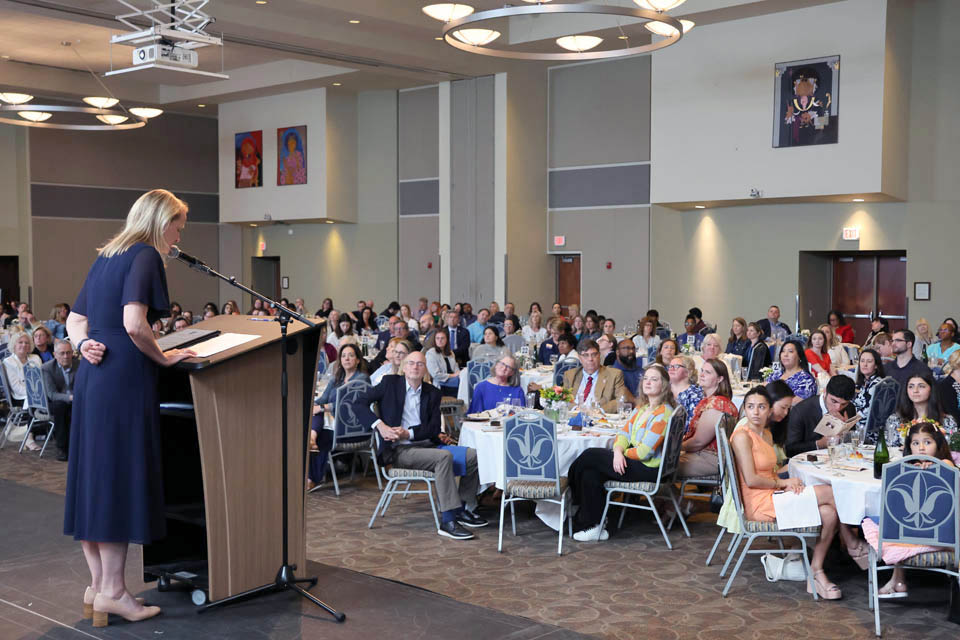 The SLU Women's Commission hosted the  47th annual Mary A. Bruemmer Recognition Ceremony and Luncheon on Monday, May 6, in the Wool Ballroom of Busch Student Center. Photo by Joe Barker.