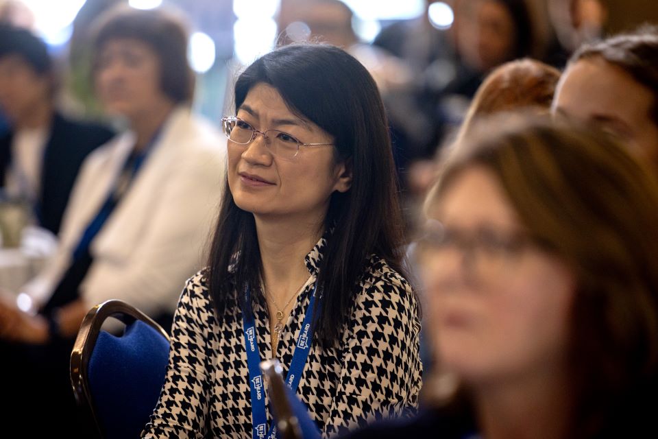 An audience member listens to a panel discussion during the Emerson Leadership Institute's third annual Be Heard! Women in Leadership conference on Friday, May 3. Photo by Sarah Conroy.