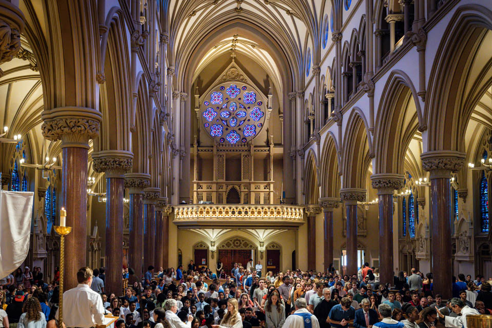 Communion during the Mass of the Holy Spirit at St. Francis Xavier College Church on Aug. 22, 2024. Photo by Sarah Conroy.