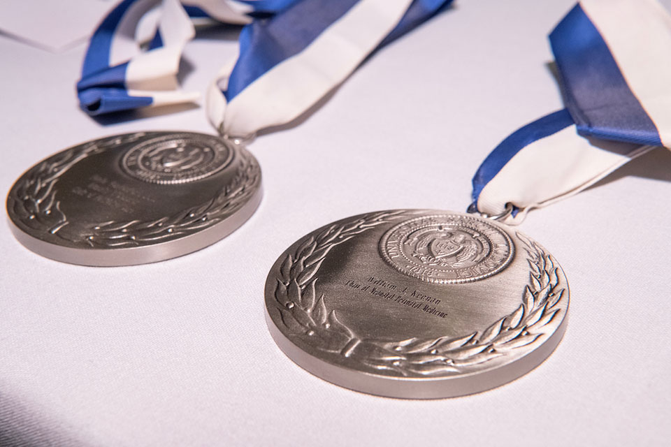 Saint Louis University held its 2024 Investiture Ceremony on March 7, marking the accomplishments of 21 distinguished faculty members across four academic units and honoring the donors whose philanthropic generosity has established endowed positions. Photo by Steve Dolan.
