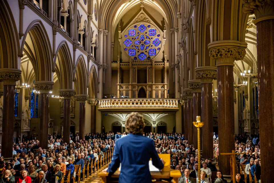 Medical student Taylor Wilson shares a reflection during the Interfaith Memorial Service for the Gift Body Program on Friday, Oct. 25, 2024. Photo by Sarah Conroy. 