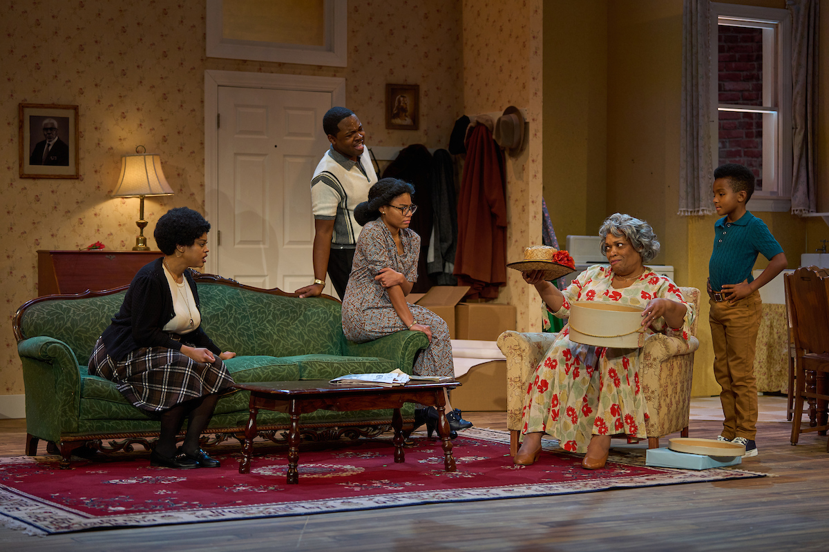 Alex Jay as Beneatha, Dwayne Mose III as Walter Lee, Maiah Lyndsey as Ruth, Anita Michelle Jackson as Lena, Jackson Little as Travis. Photo by ProPhotoSTL
