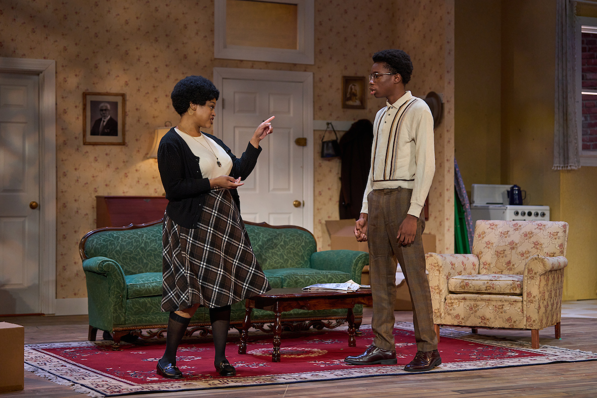 Alex Jay as Beneatha Younger and Mayokun Lawal as Joseph Asagai. Photo by ProPhotoSTL