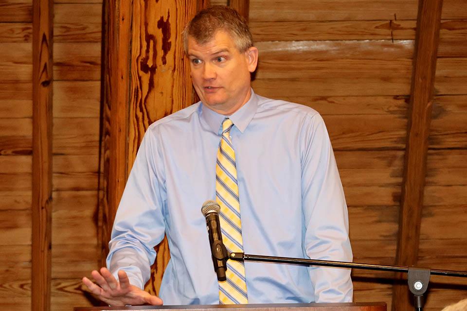 Neil Jansen talks about teaching during the second Celebration of Teaching on Wednesday, April 2. Photo by Joe Barker. 