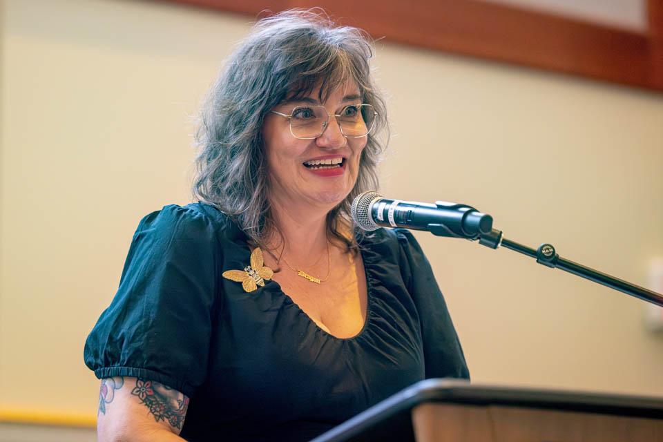 Awardee Andrea Hitsman speaks at the Mary A. Bruemmer Recognition Ceremony on April 22, 2025. Photo by Sarah Conroy. 