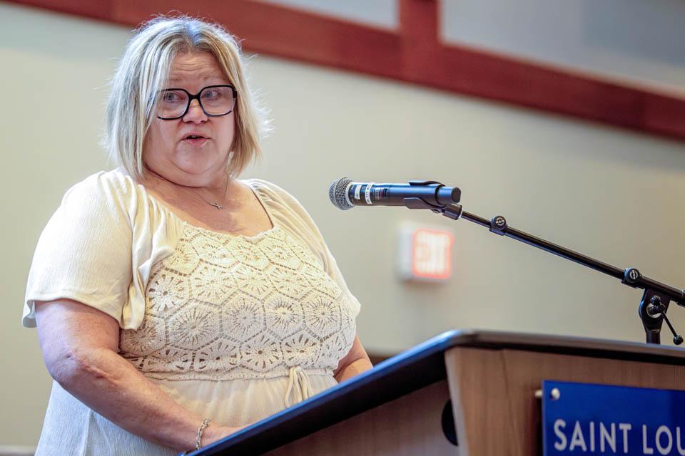 Awardee Janice Barnes speaks at the Mary A. Bruemmer Recognition Ceremony on April 22, 2025. Photo by Sarah Conroy. 