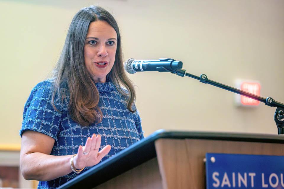 Awardee Jean Marie Cox speaks at the Mary A. Bruemmer Recognition Ceremony on April 22, 2025. Photo by Sarah Conroy. 