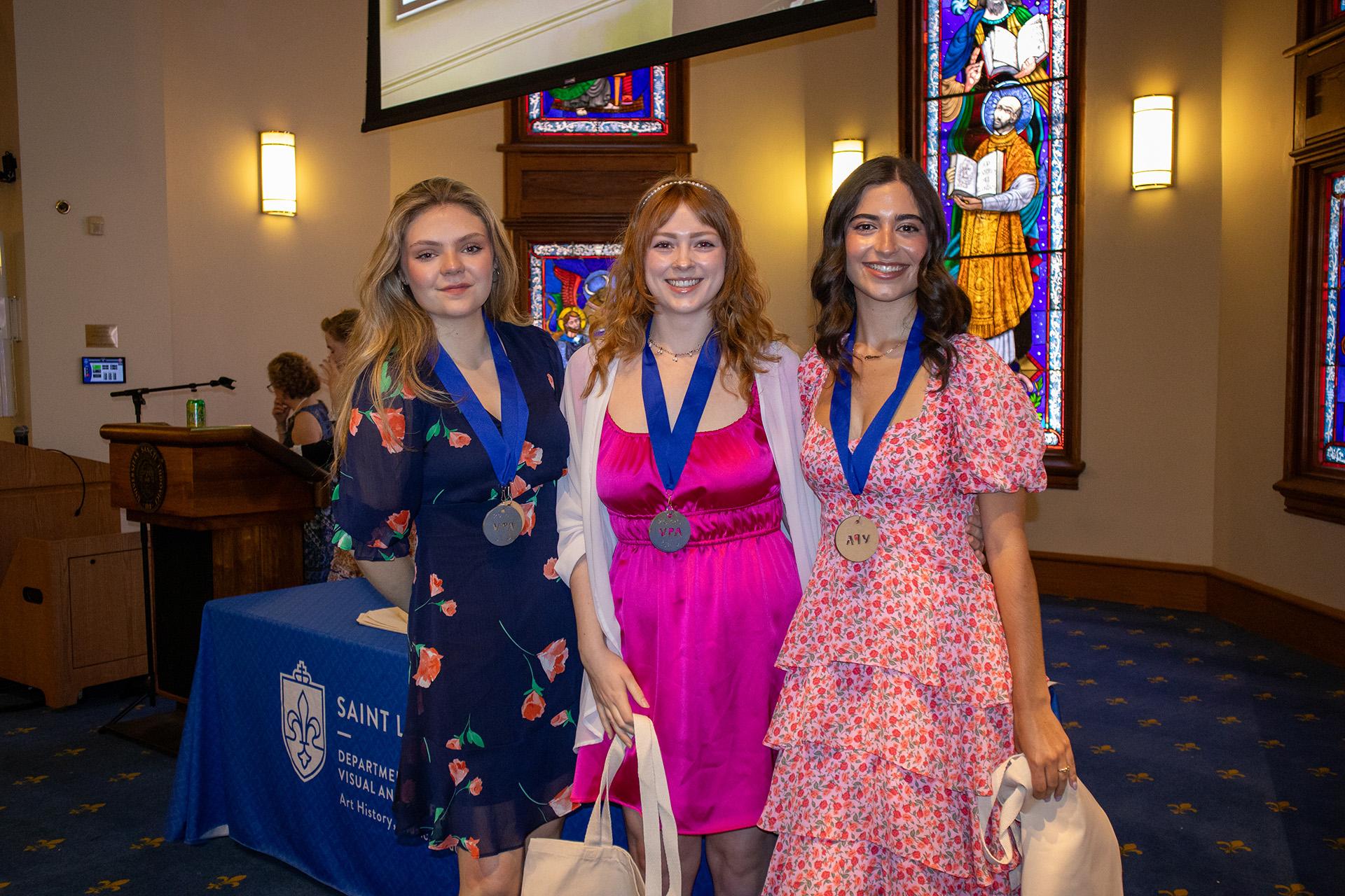Theatre students London Kimble, Alexia Thornton, and Madeline Chatham